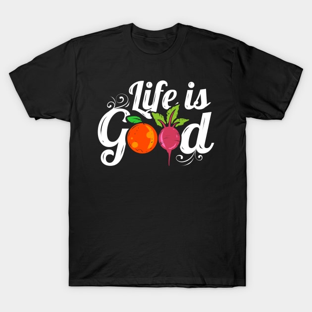 Orange And Radish Veggies Logo Life Is Good For A Vegan T-Shirt by SinBle